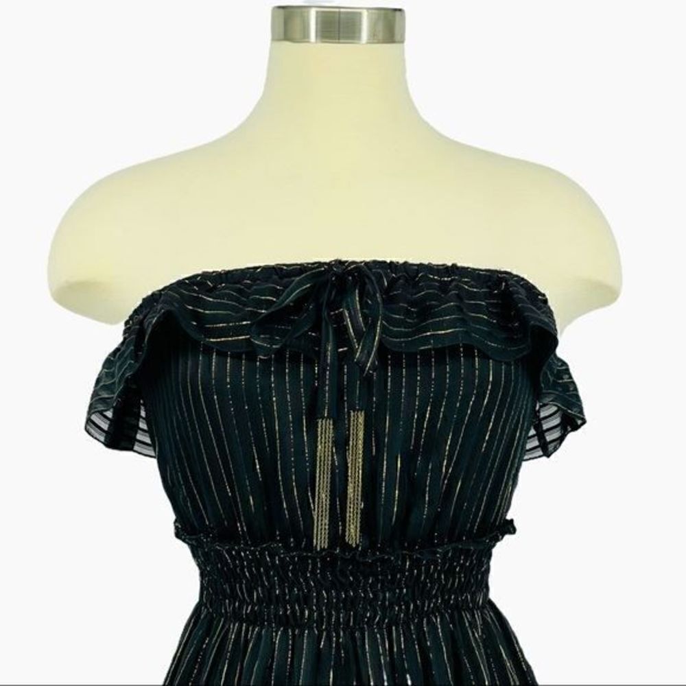 bebe Sheer Ruffle Strapless Dress - Picture 4 of 10